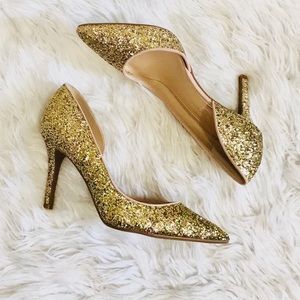 Jessica Simpson gold sparkle Dorsay heels